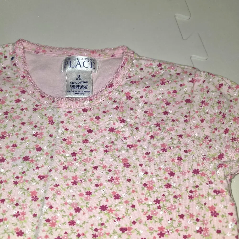 Vintage The Children's Place pink floral short sleeve top sz‎ S